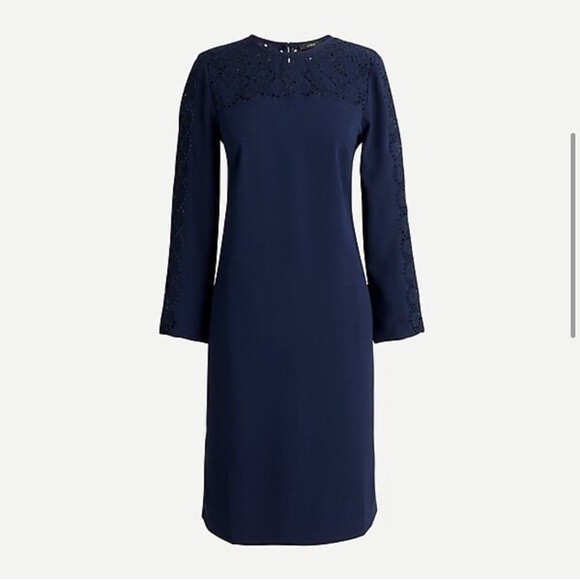 NWT‎ J. Crew Laser-cut eyelet dress in 365 crepe-AK222 size 0 - Picture 1 of 10
